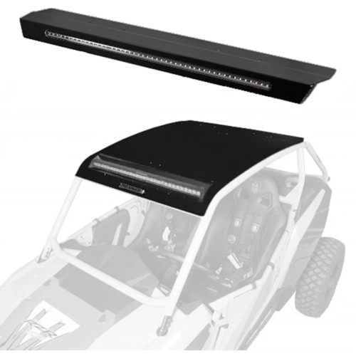 Pro Armor - Pro Armor Aluminum Roof with Light Bar Pocket and Integrated Rear Light Bar - Black - P141R124BL