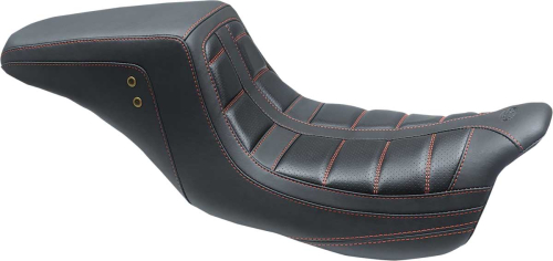 Mustang - Mustang Squareback One-Piece Seats - Black/American Beauty Red Stitching - 75239AB