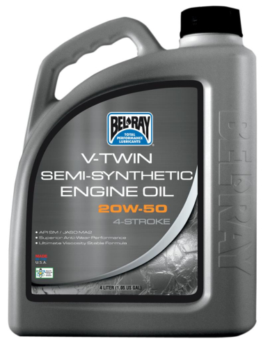Bel-Ray - Bel-Ray V-Twin Semi-Synthetic Engine Oil - 20W50 - 4L. - 96910-BT4