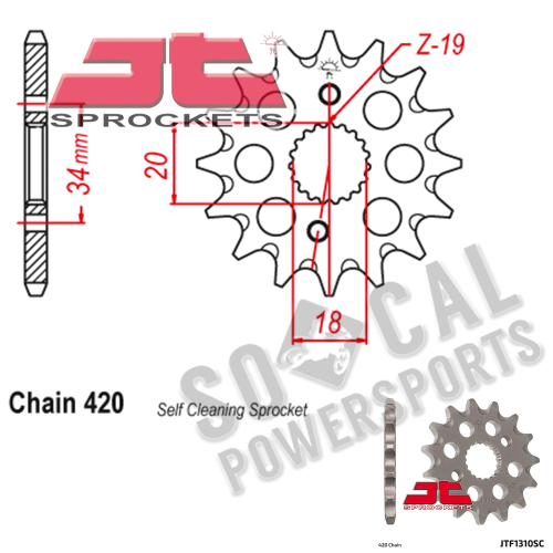 JT Sprockets - JT Sprockets Self-Cleaning Steel Front Sprocket  - 14T - JTF1310.14SC