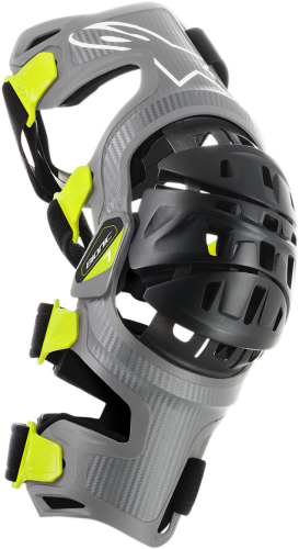 Alpinestars - Alpinestars Bionic-7 Knee Brace Set - 6501319195L - Silver/Yellow Fluorescent - Large