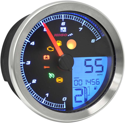 Koso North America - Koso North America LCD Color Change Speedo And Tachometer - Silver Bezel - BA051201