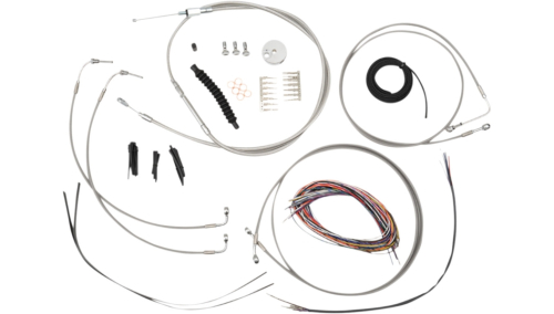 LA Choppers - LA Choppers Complete Handlebar Cable/Brake & Clutch Line/Wire Kit - Stainless Braided - LA-8157KT2-08