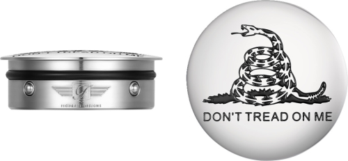 Figurati Designs - Figurati Designs Swingarm Pivot Cover - Stainless Steel with Dont Tread On Me - FD40-DTOM-SS