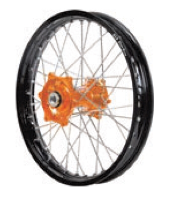 Dubya - Dubya MX Front Wheel with Excel Rim - 1.40x14 - Orange Hub/Black Rim - 70-3160OB