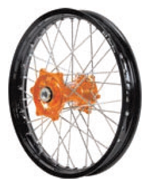Dubya - Dubya MX Front Wheel with Excel Rim - 1.40x14 - Orange Hub/Black Rim - 70-3166OB