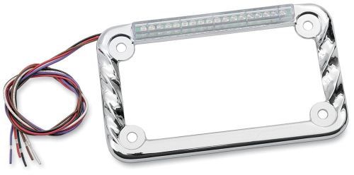 Signal Dynamics - Signal Dynamics LED License Plate Frame with Turn Signals - Twisted Chrome with Turn Signals/Clear Lens - 02602