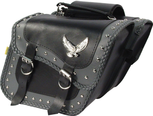 Willie & Max - Willie & Max Studded Gray Thunder Compact Slant Saddlebag - 12in. x 9 1/2in. x 5 1/2in. - SB706-05
