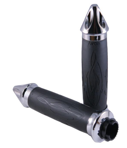 Avon Grips - Avon Grips Superbike Grips - Tribal Contour Spike - 7/8in. Bar - Chrome - SB-TRIB-92