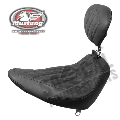 Mustang - Mustang Wide Tripper Solo Seat with Driver Backrest - Diamond Stitch - Black - 79751