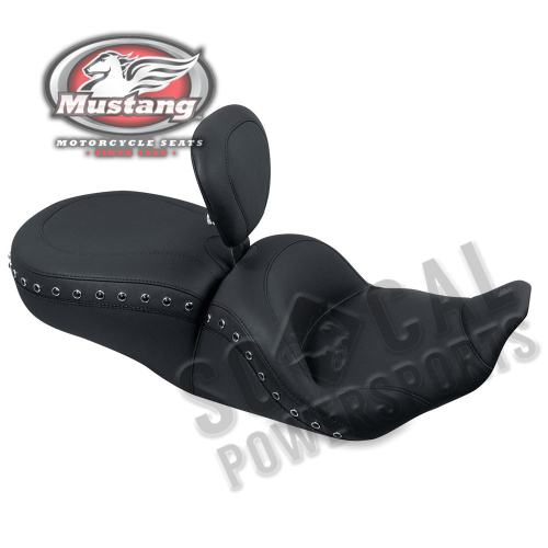 Mustang - Mustang 1-Piece Lowdown Touring Seat with Driver Backrest - Black Studs - 79673