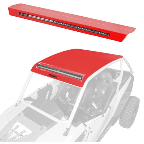 Pro Armor - Pro Armor Aluminum Roof with Light Bar Pocket and Integrated Rear Light Bar - Performance Red - P141R124PR