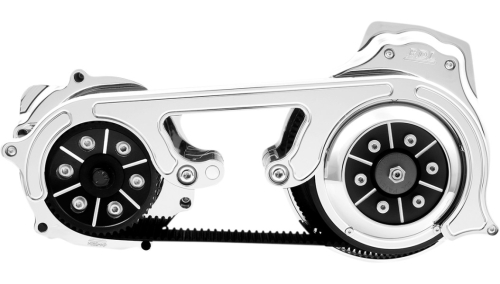 Belt Drives Ltd - Belt Drives Ltd 2in. Open Belt Drive Kit with 2-Piece Motor Plate - Chrome - M18S-C