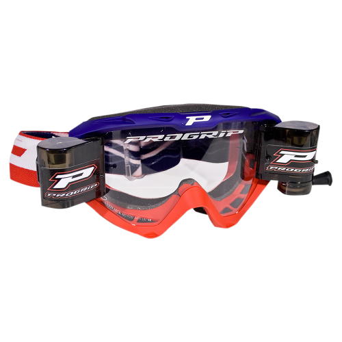 Pro Grip - Pro Grip 3450 Riot Goggles with Roll-Off System - PZ3450ROBLRO - Blue/Red - OSFA