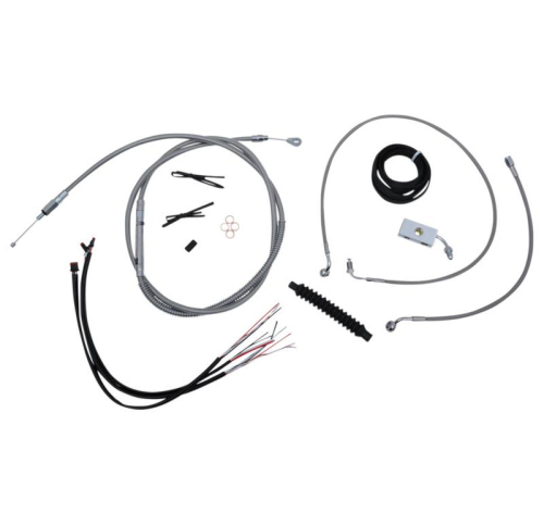 LA Choppers - LA Choppers Complete Handlebar Cable/Brake & Clutch Line/Wire Kit - Stainless Braided - LA-8152KT2-16