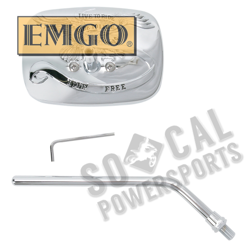 Emgo - Emgo Universal Rectangular Mirror - Live to Ride - Chrome - 10mm Thread - Left - 20-31756A