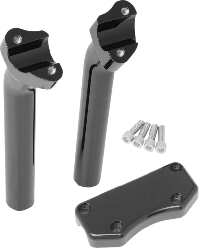Drag Specialties - Drag Specialties Handlebar Riser/Top Clamp Kit with 1in. Clamping Area - 9 1/2in. Tall with 1in. Pullback - Black - 0602-0595