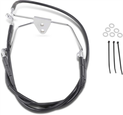 Drag Specialties - Drag Specialties Extended Stainless Steel Front Brake Line Kit - Black Vinyl Coated - 16in./36 7/8in. - 660411-10BLK