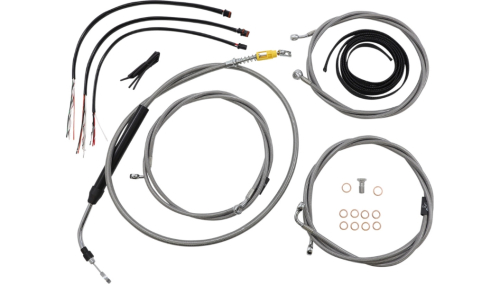 LA Choppers - LA Choppers Complete Handlebar Cable/Brake & Clutch Line/Wire Kit - Stainless Braided - LA-8056KT2-19
