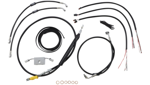 LA Choppers - LA Choppers Complete Handlebar Cable/Brake & Clutch Line/Wire Kit - Black Vinyl - LA-8157KT2-19B