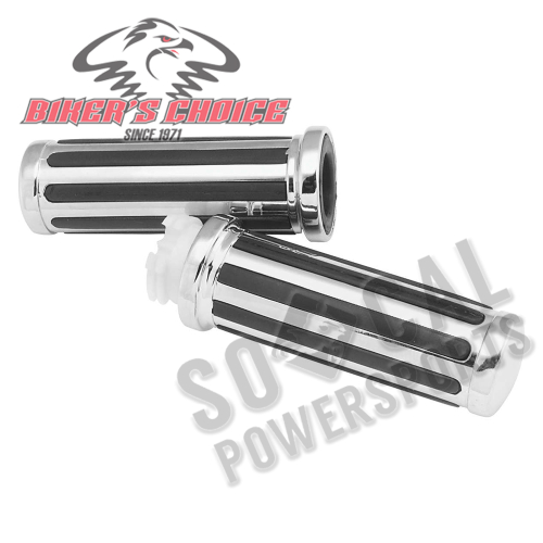 Bikers Choice - Bikers Choice Chrome-N-Cushion Single Rail Grips - 493916