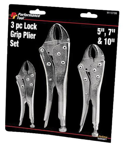 Performance Tools - Performance Tools 3 Piece Lock Grip Pliers Set - W1107DB