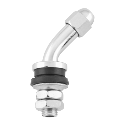 BikeMaster - BikeMaster Angled Valve Stem - 45dg. - Chrome - 151416