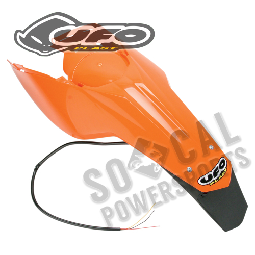 UFO Plastics - UFO Plastics Enduro Rear Fender with Light - Orange - KT03097-127