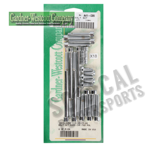 Gardner-Westcott - Gardner-Westcott Primary and Derby Covers Chrome Steel Socket-Head Bolt Kit - P-10-15-08