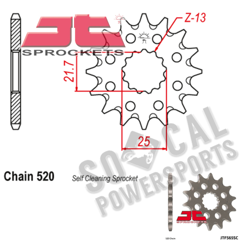 JT Sprockets - JT Sprockets Self-Cleaning Steel Front Sprocket - 13T - JTF565.13SC