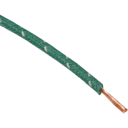 Namz - Namz 16-Gauge Cloth Braided Wire - Green with White Tracer - NCBW-89