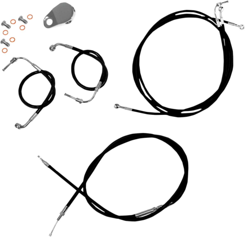 LA Choppers - LA Choppers Cable/Brake Line Kit - 15-17in. Ape Hangers - Black - LA-8051KT-16B