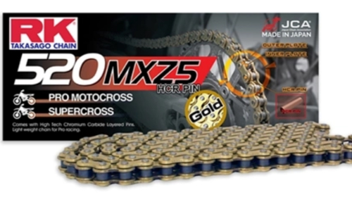 RK - RK 520 MXZ5 Supercross Racing Non-Sealed Chain - 120 Links - Gold - GB520MXZ5-120