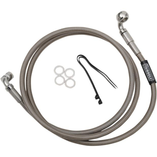 Russell - Russell Pro Swivel Universal Brake Hose - Stainless Steel - 3/8in.,90 Degree,Upper Banjo - 52in. Length - R08984