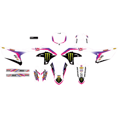 DCOR - DCOR YZ Retro Monster Energy Complete Graphics Kit - White Background - 20-50-705