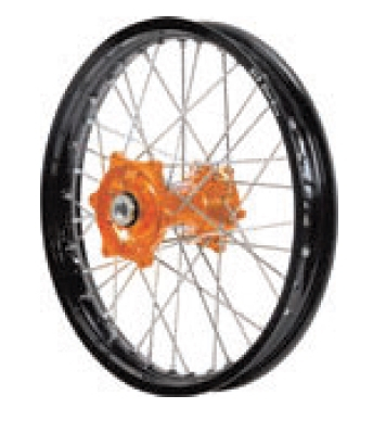 Dubya - Dubya MX Rear Wheel with DID DirtStar Rim - 1.85x16 - Orange Hub/Black Rim - 70-4183OB