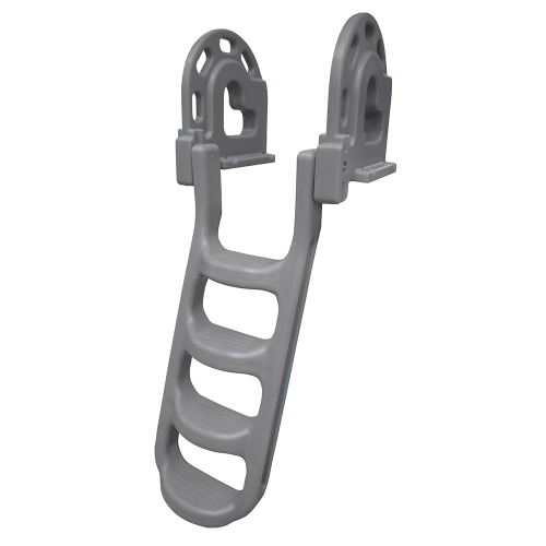 Dock Edge - Dock Edge Stand-Off Flip-Up Polyethylene Roto Molded 4-Step Dock Ladder - Grey