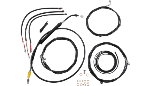 LA Choppers - LA Choppers Complete Handlebar Cable/Brake & Clutch Line/Wire Kit - Black Vinyl - LA-8056KT2-19B