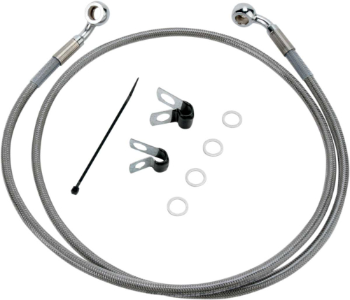 Drag Specialties - Drag Specialties Extended Stainless Steel Front Brake Line Kit - Clear Coated - 48 3/8in. - 660313-10