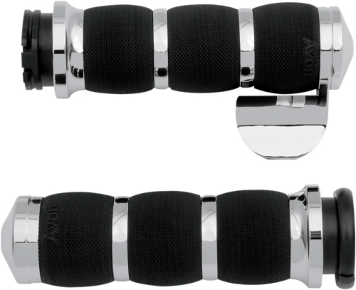 Avon Grips - Avon Grips Air Cushioned Grips with Throttle Boss - Chrome - AIR-90-BOSS