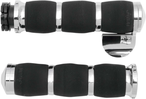Avon Grips - Avon Grips Metric Cruiser Grips with Avon Boss - Air Cushioned - Chrome - MT-AIR-90-CH-B