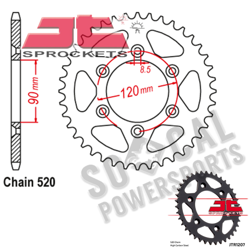 JT Sprockets - JT Sprockets Steel Rear Sprocket - 39T - JTR1207.39