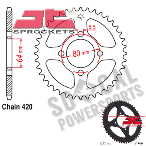 JT Sprockets - JT Sprockets Steel Rear Sprocket - 45T - JTR834.45