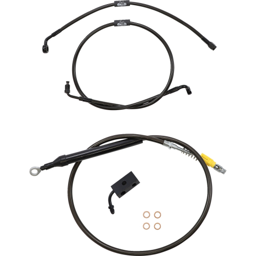 LA Choppers - LA Choppers Cable/Brake Line Kit - 15-17in. Ape Hangers - Midnight Braided - LA-8155KT-16M