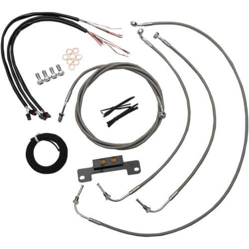 LA Choppers - LA Choppers Complete Handlebar Cable/Brake & Clutch Line/Wire Kit - Stainless Braided - LA-8055KT2-08