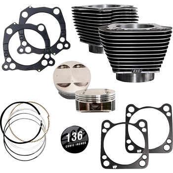 S&S Cycle - S&S Cycle 136in. Big Bore Kit - Wrinkle Black with Highlighted Fin - 910-0850