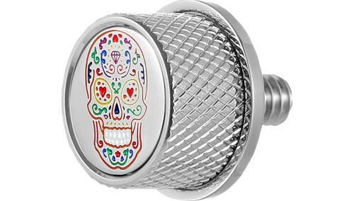 Figurati Designs - Figurati Designs Seat Mounting Knob - Mirror Polished with Sugar Skull Design - FD30-SEAT-SCREW-SS