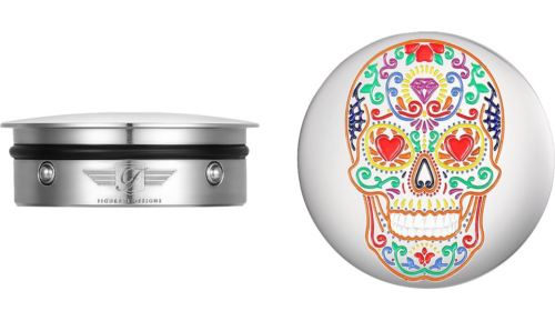 Figurati Designs - Figurati Designs Swing Arm Covers - Stainless Steel with Sugar Skull - FD30-SAC-SS