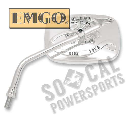 Emgo - Emgo Universal Rectangular Mirror - Live to Ride - Chrome - 10mm Thread - Left - 20-31755A