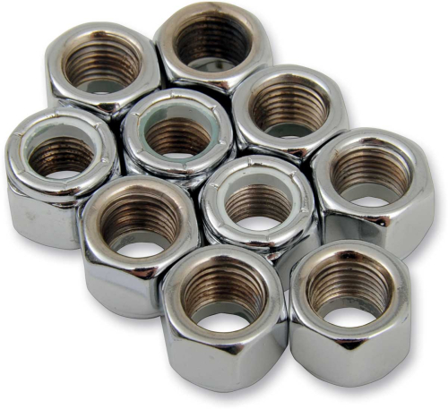 Drag Specialties - Drag Specialties Chrome Nylon Insert Nuts - 3/8in.-24 - MPB278